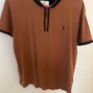 Men's Brown Polo Shirt with Black Accents